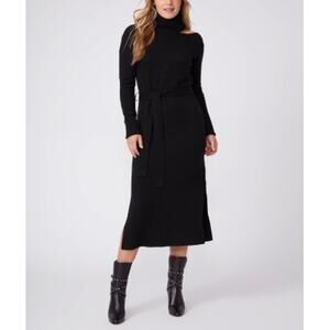NEW PAIGE Black Raundi Turtleneck Cut-Out Midi Sweater Dress Size XS